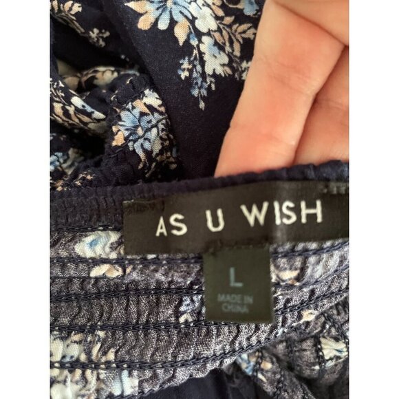 As U Wish Floral Print Long Sleeve Dainty Mini Dress Built-In Bra L Boho Style N - Picture 4 of 12